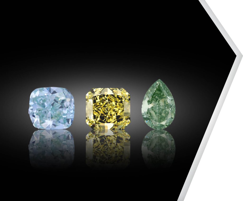 colored diamonds - blue, yellow and green diamonds
